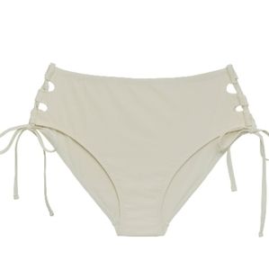 Swim Bottom High Waist Bikini Solid Textured Lace up Plus Size Classy Essential